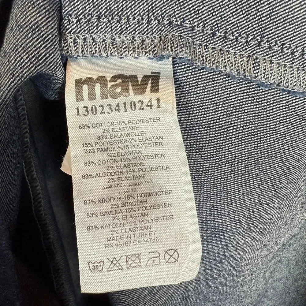 Mavi Denim Dress Dark Wash V-Back Cotton Blend Short Sleeve Women’s Size Large - Picture 6 of 7